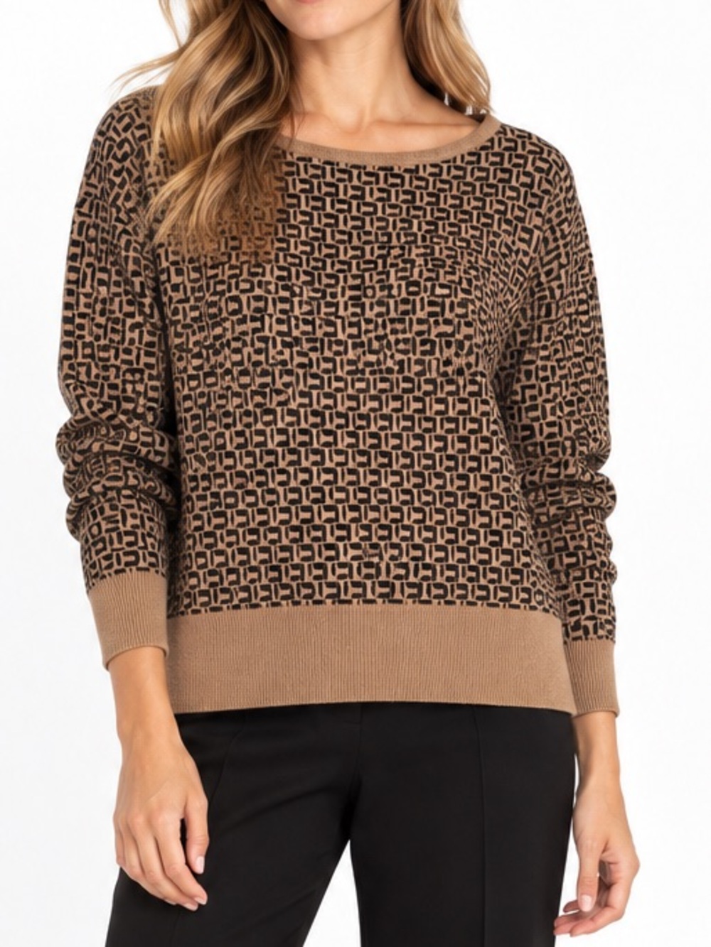 Philosophy Republic Clothing Size Large Brown Black Geometric Crewneck Sweater